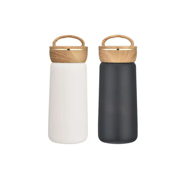Vacuum Insulation With Handle Bamboo-capped Cup